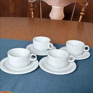 A set of 4 espresso cups and saucers Costa Verde Made in Portugal. White.